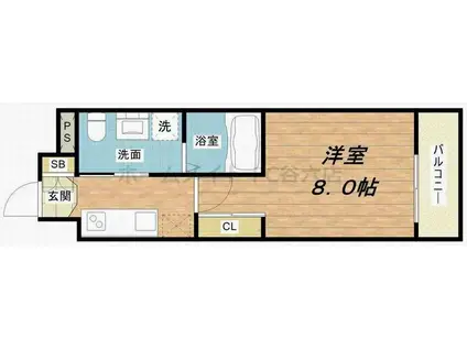 URBAN FLATS中之島(1K/2階)の間取り写真