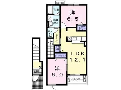 フォレストハウス(2LDK/2階)の間取り写真