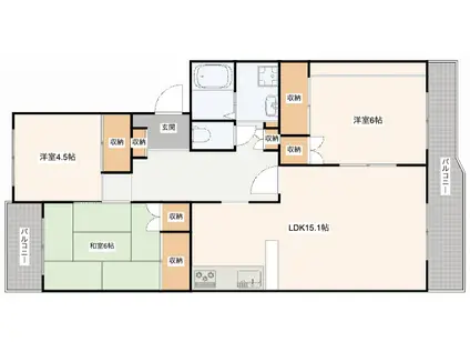 ECLARGE A棟(3LDK/4階)の間取り写真