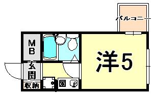 ダイドーメゾン立花西(ワンルーム/5階)の間取り写真