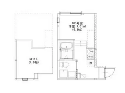 ノベレア(ワンルーム/1階)の間取り写真