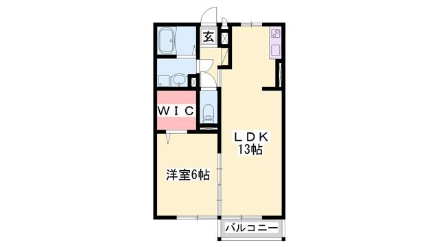 エスペランサ二見 B棟(1LDK/2階)の間取り写真