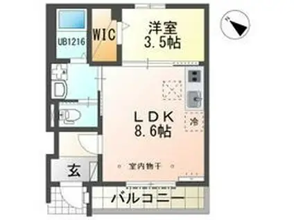 リオグランデ(1LDK/1階)の間取り写真