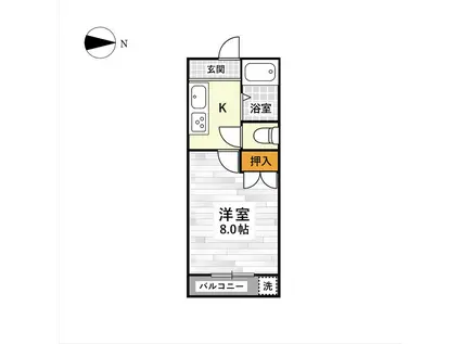 プライマリー黒髪II(1K/3階)の間取り写真