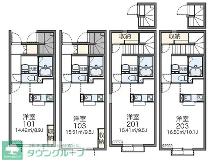 レオネクストフェリシティ高坂51690(1K/1階)の間取り写真