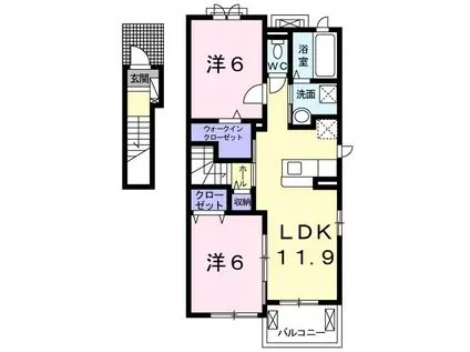 フラン・アンジュ VI(2LDK/2階)の間取り写真