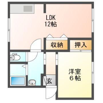 エレガンス近藤II(1LDK/2階)の間取り写真