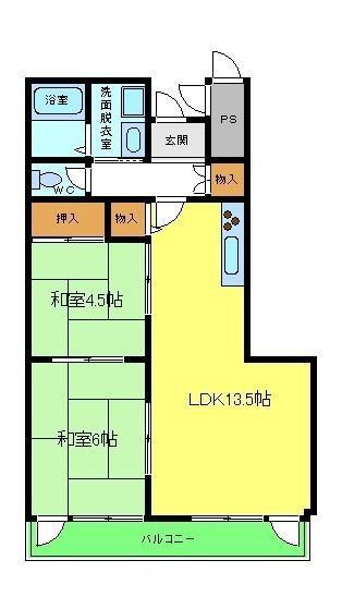 メルクマール・深阪(2LDK/3階)の間取り写真