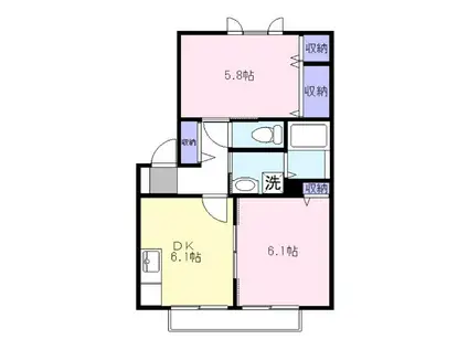 ドミールA(2DK/1階)の間取り写真