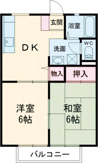 千波ハイツ(2DK/2階)の間取り写真