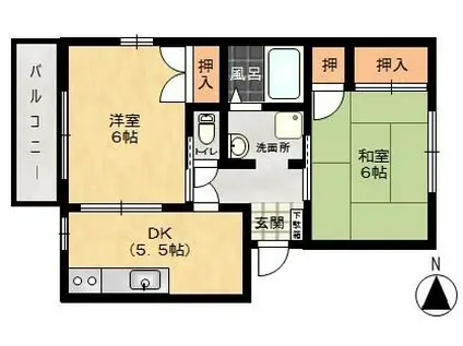 サンモール・カタン(2DK/2階)の間取り写真