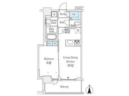 グラシア大森(1LDK/10階)の間取り写真