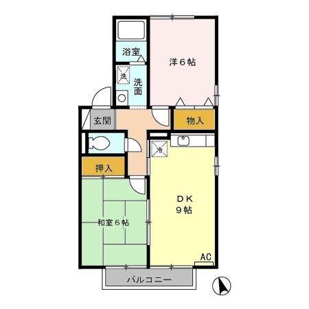 セジュール南 B(2DK/2階)の間取り写真