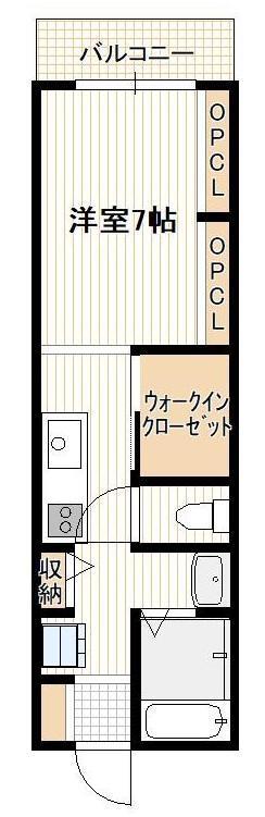 ZORO三筋(1SK/3階)の間取り写真