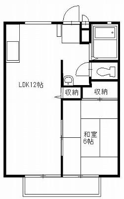 菊地ハイツE(1LDK/2階)の間取り写真