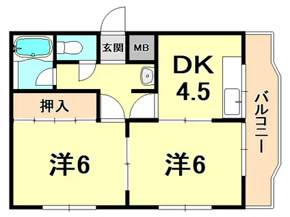 アムール曙(2DK/3階)の間取り写真