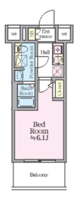 ティモーネグランデ川崎(1K/5階)の間取り写真