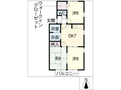 ロイヤルガーデン田中(3DK/2階)の間取り写真