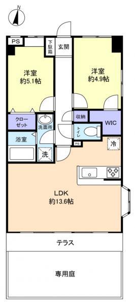アーペブローネ上志津(2LDK/1階)の間取り写真