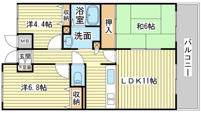 JR姫新線 本竜野駅 徒歩18分 6階建 築37年(3LDK/5階)の間取り写真