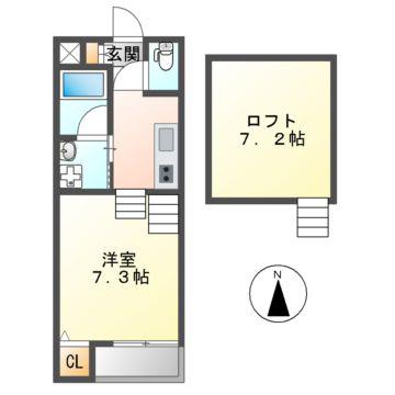 近鉄名古屋線 米野駅 徒歩7分 2階建 築11年(1K/2階)の間取り写真