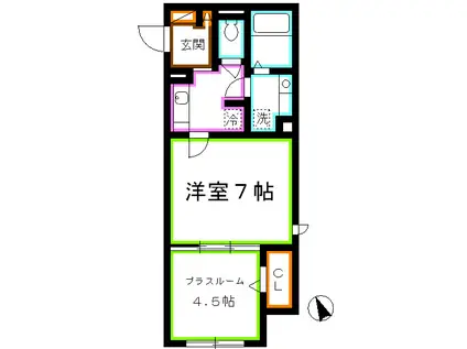 コートクレール 大和(1SK/3階)の間取り写真