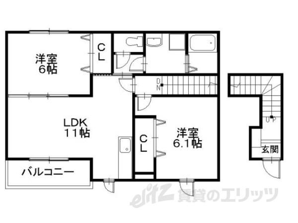 ブリアン ヌゥボー2(2LDK/2階)の間取り写真