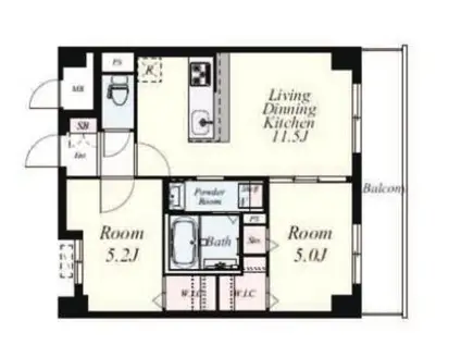 リエゾン東比恵(2LDK/10階)の間取り写真