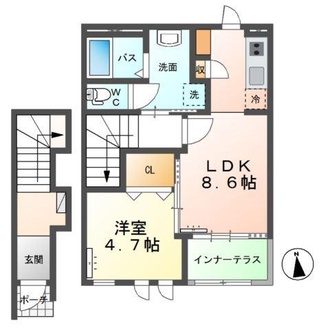 AMBITION I(1LDK/2階)の間取り写真