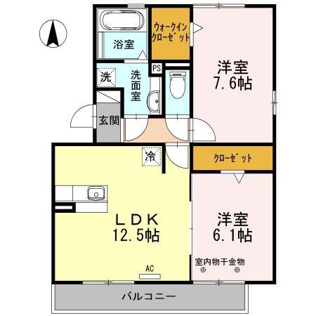 遠州鉄道 上島駅 徒歩27分 3階建 築14年(2LDK/2階)の間取り写真