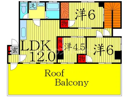 CROSSBRAIN曳舟ビル(3LDK/4階)の間取り写真