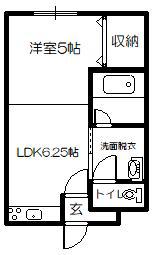 あっとほーむ1(1DK/1階)の間取り写真