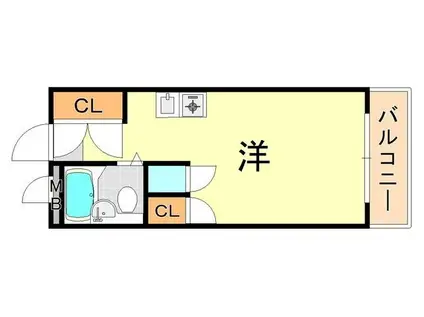 プレジール有瀬(ワンルーム/2階)の間取り写真