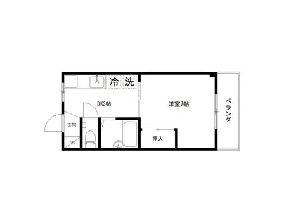 ハイシティー湖山 I(1K/1階)の間取り写真