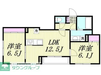 HILLMENT(2LDK/1階)の間取り写真
