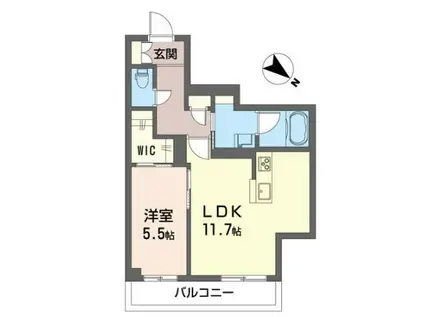 フェリシエール(1LDK/1階)の間取り写真