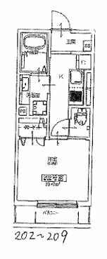 ダイワレジデンス川口(1K/2階)の間取り写真