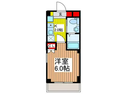 ツインクレスト童夢I(1K/4階)の間取り写真