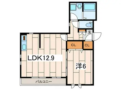 TERRACE本厚木I(1LDK/1階)の間取り写真