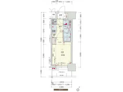 プレサンス三宮ディライト(1K/3階)の間取り写真