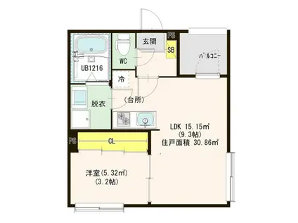 FLEUR KAI(1LDK/2階)の間取り写真