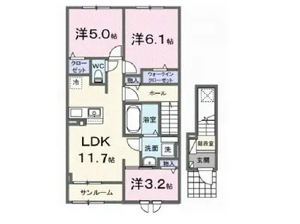 キャバン II(3LDK/2階)の間取り写真