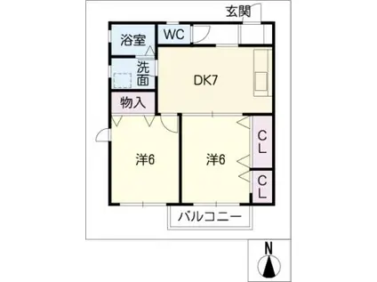 ザ・シャープ(2DK/2階)の間取り写真