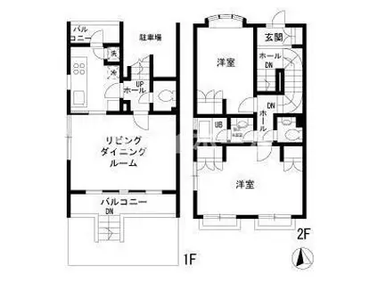 ローズガーデン(2LDK/1階)の間取り写真