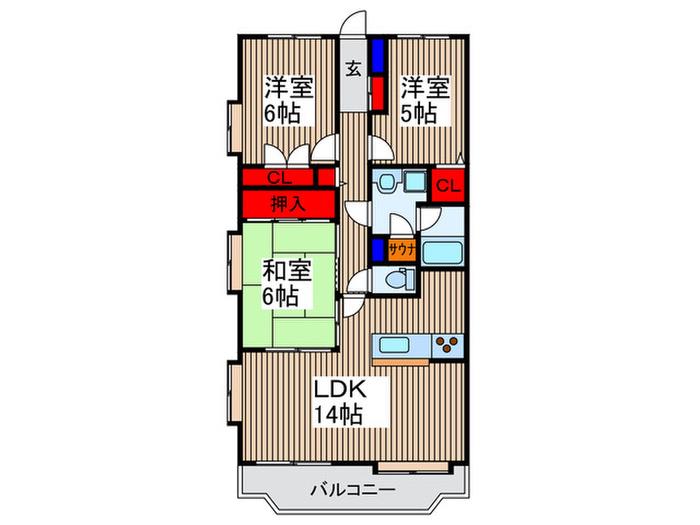 キャッスル北の台(3LDK/3階)の間取り写真