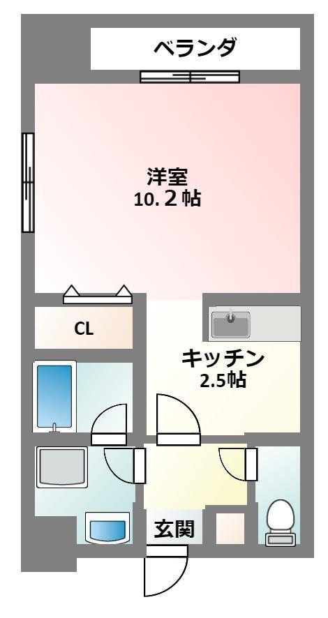 シェルシード新都心(1K/4階)の間取り写真