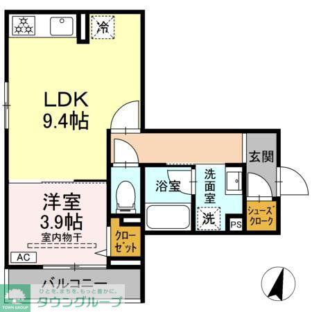 D PAINA 登戸新町(1LDK/3階)の間取り写真