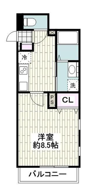 ファーストテラス鵠沼(1K/2階)の間取り写真