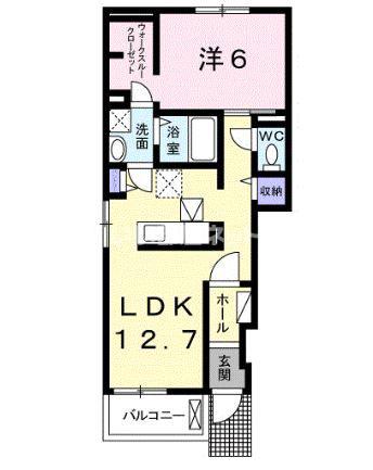 スリージェII(1LDK/1階)の間取り写真
