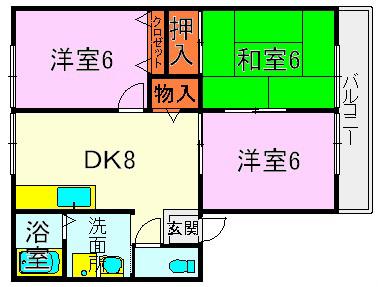 コーポウムザ(3DK/2階)の間取り写真